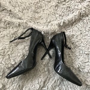 Black Patent Pumps with strap at the ankle